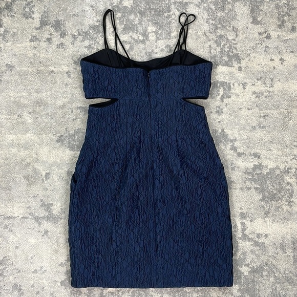 Jonathan Simkhai Navy Blue Crinkle Quilted Textured Cut Out Bodycon Dress 10 - Picture 11 of 12